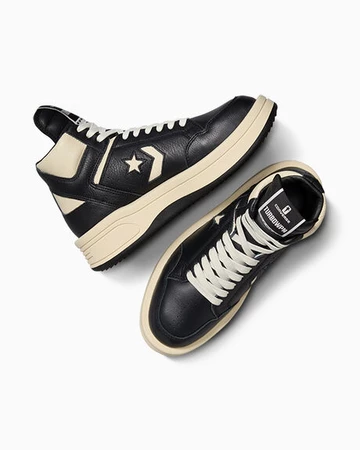 Der Rick Owens Converse Turbowpn Mid Pack in Schwarz von oben