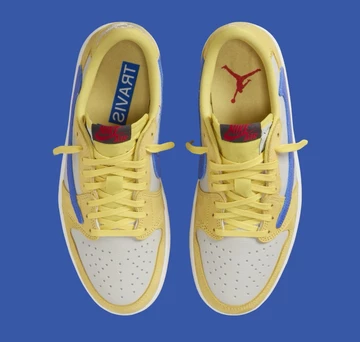 Travis Scott Jordan 1 Low Canary von Oben