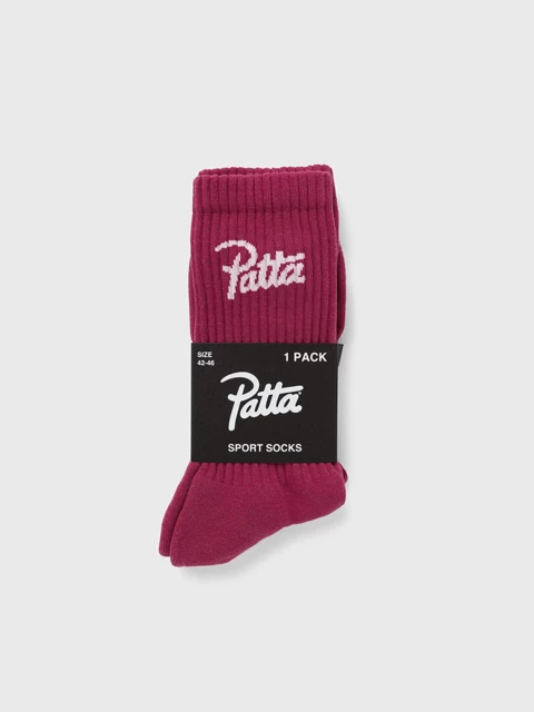 Patta Script Logo Sport Socks Burgundy Image