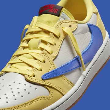 Travis Scott Jordan 1 Low Canary Detail Mittelfußbereich