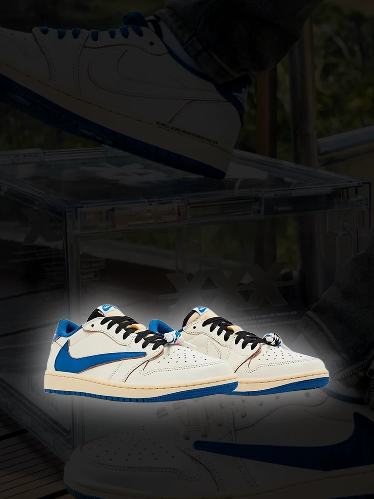 Don't miss any information on the release of the Travis Scott x Fragment x Air Jordan 1 Low Military Blue with our app!