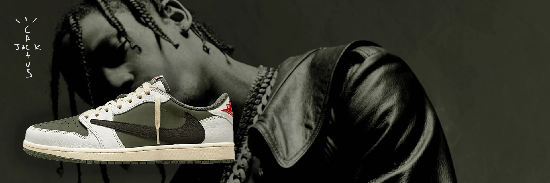 Verpasse keine Infos zum Release des Travis Scott Jordan 1 Low Medium Olive mit unserer App!