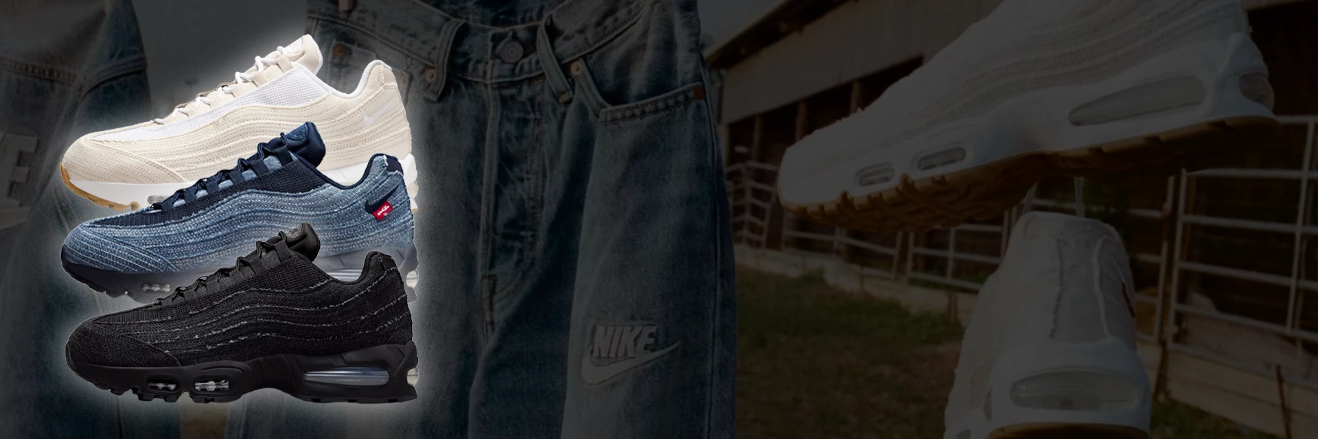 Don't miss any info on the release of the Levi's x Nike Air Max 95 OG Pack with our free app!