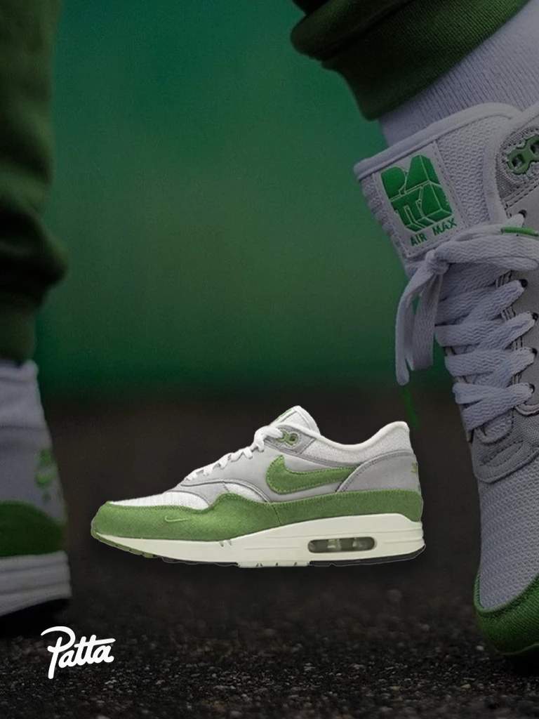 Verpasse keine Infos zum Release des Patta x Nike Air Max 1 Chlorophyll mit unserer App!